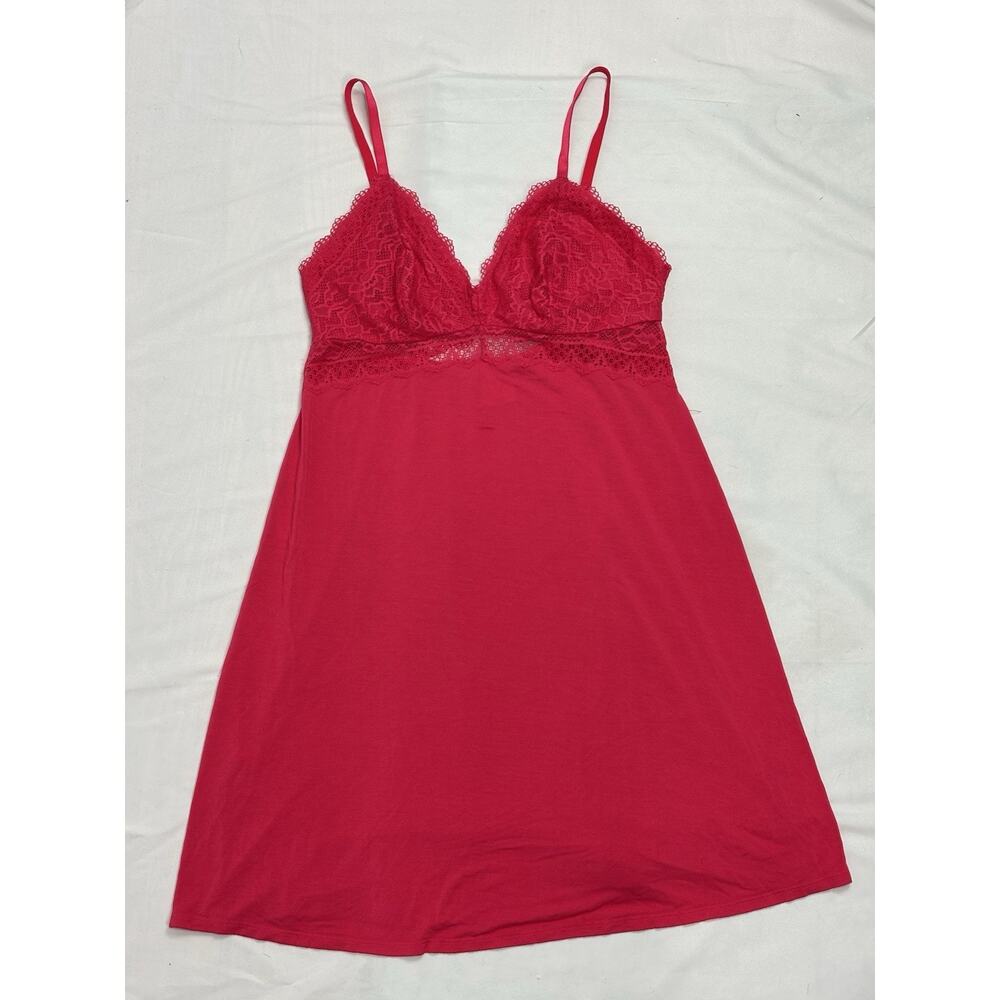 SOMA Cool Nights Soft Support Lace Chemise Nightgown Pink Low Back Sleepwear S